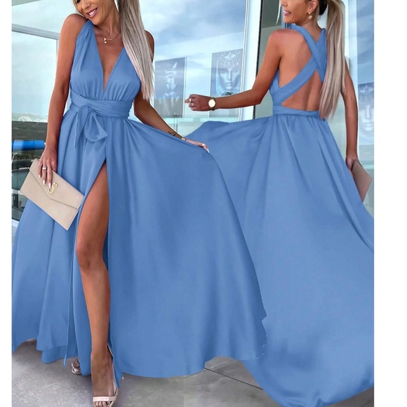 Colorful Multi-Wear Open Back High Waisted Maxi Dress - Picture 1 of 12